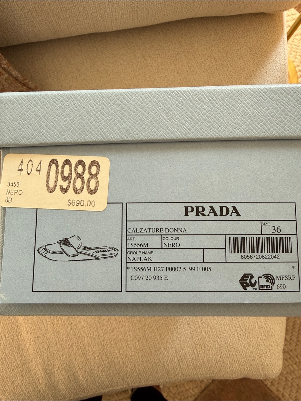 Prada Black Patent Leather Logo Slide - Picture 5 of 5